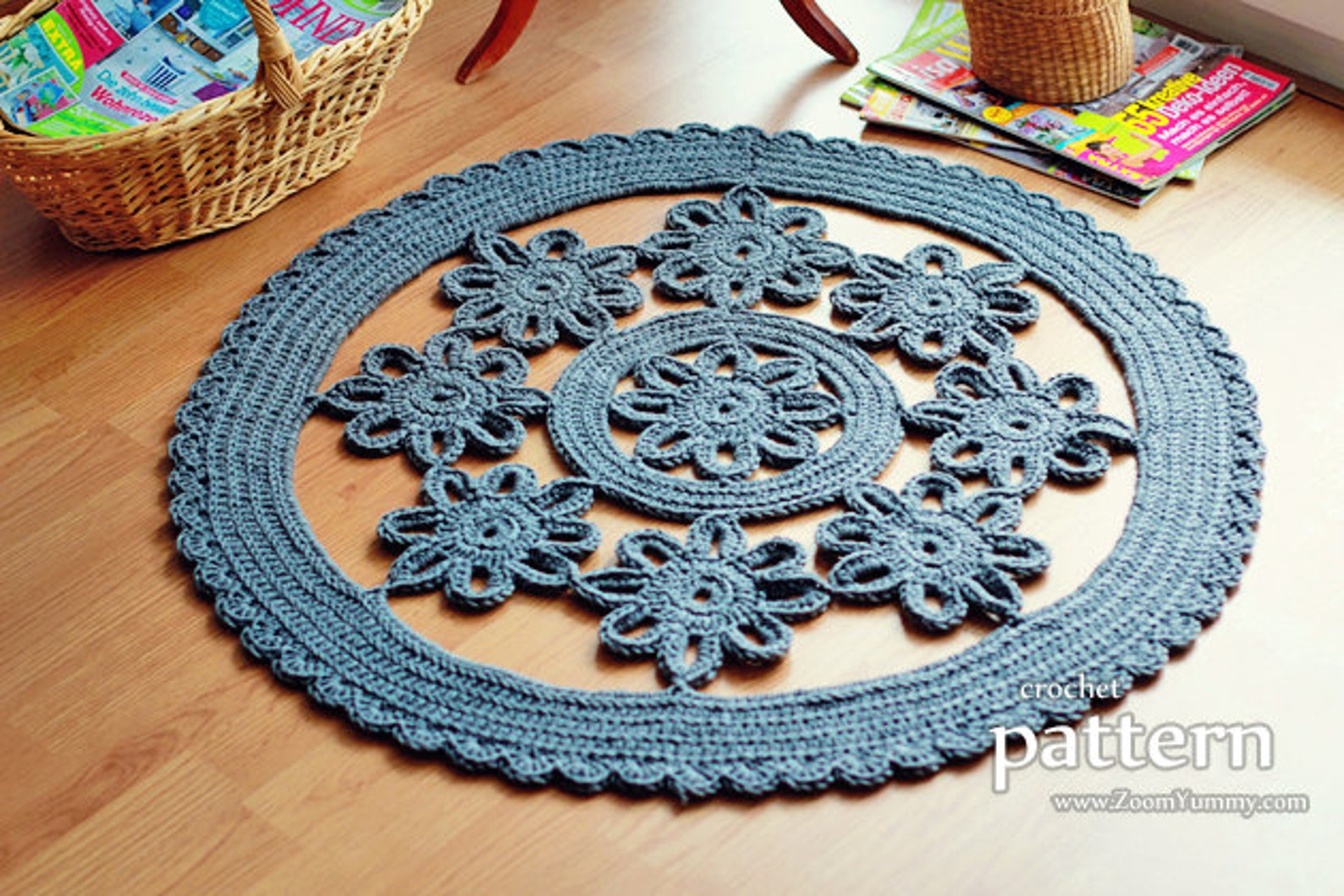 Crochet Pattern Crochet Flower Rug pattern No. 060 Etsy