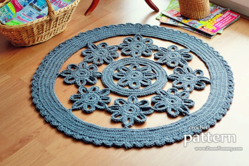 Crochet Pattern Crochet Flower Rug Pattern No. 060 Etsy