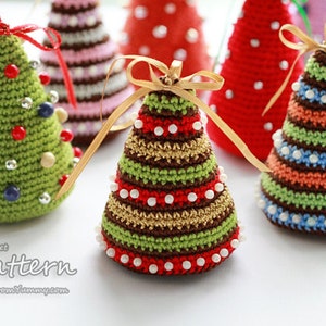 Crochet Pattern - Little Colorful Christmas Trees (Pattern No. 052) - INSTANT DIGITAL DOWNLOAD