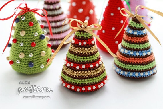 Crochet Pattern  Little Colorful Christmas Trees Pattern