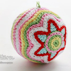 Crochet Pattern Colorful Christmas Star Ball Pattern No. 011 INSTANT DIGITAL DOWNLOAD image 1