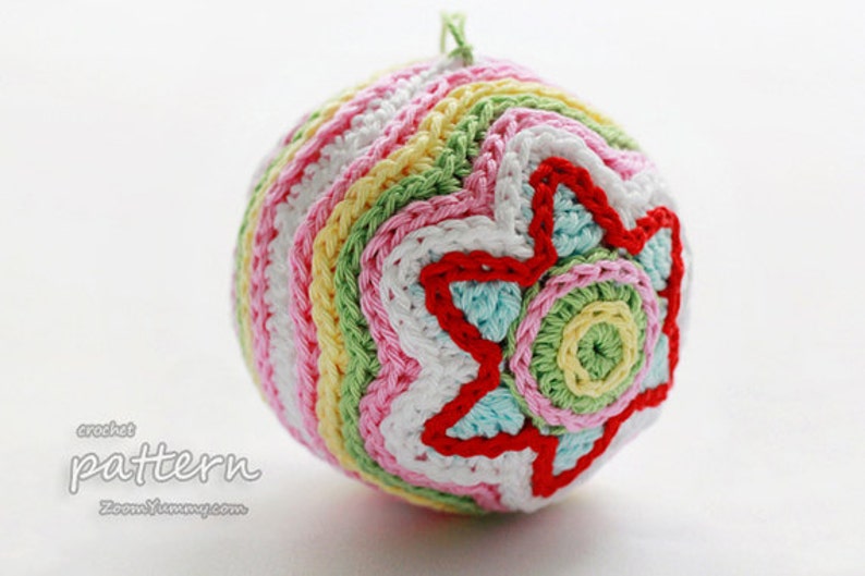 Crochet Pattern Colorful Christmas Star Ball Pattern No. 011 INSTANT DIGITAL DOWNLOAD image 1