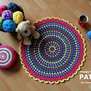 Crochet Pattern Happy Crochet Rug Pattern No. 030 INSTANT DIGITAL DOWNLOAD image 1