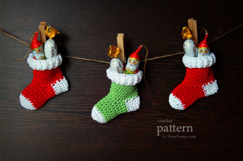 Crochet Pattern Crochet Christmas Stocking Ornaments Pattern No. 013 INSTANT DIGITAL DOWNLOAD image 2