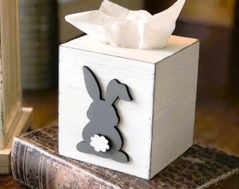 Easter Tissue box Cover - Farmhouse Easter Decor - Bunny Tissue Box Cover - Rustic Bathroom Decor - Rustic Style - Country