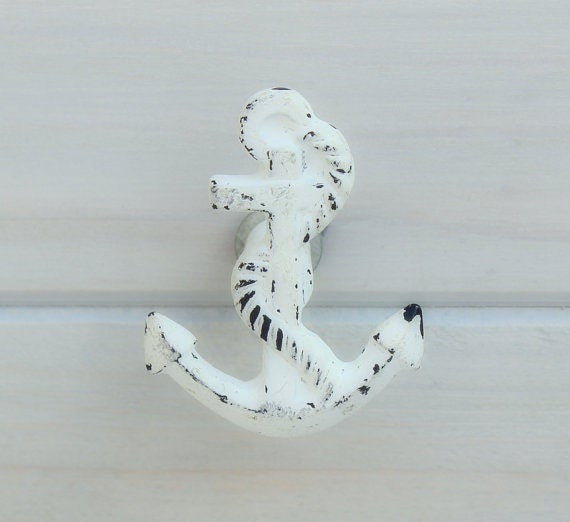 White Anchor Knobs Drawer Pulls Cabinet Knobs Dresser Etsy