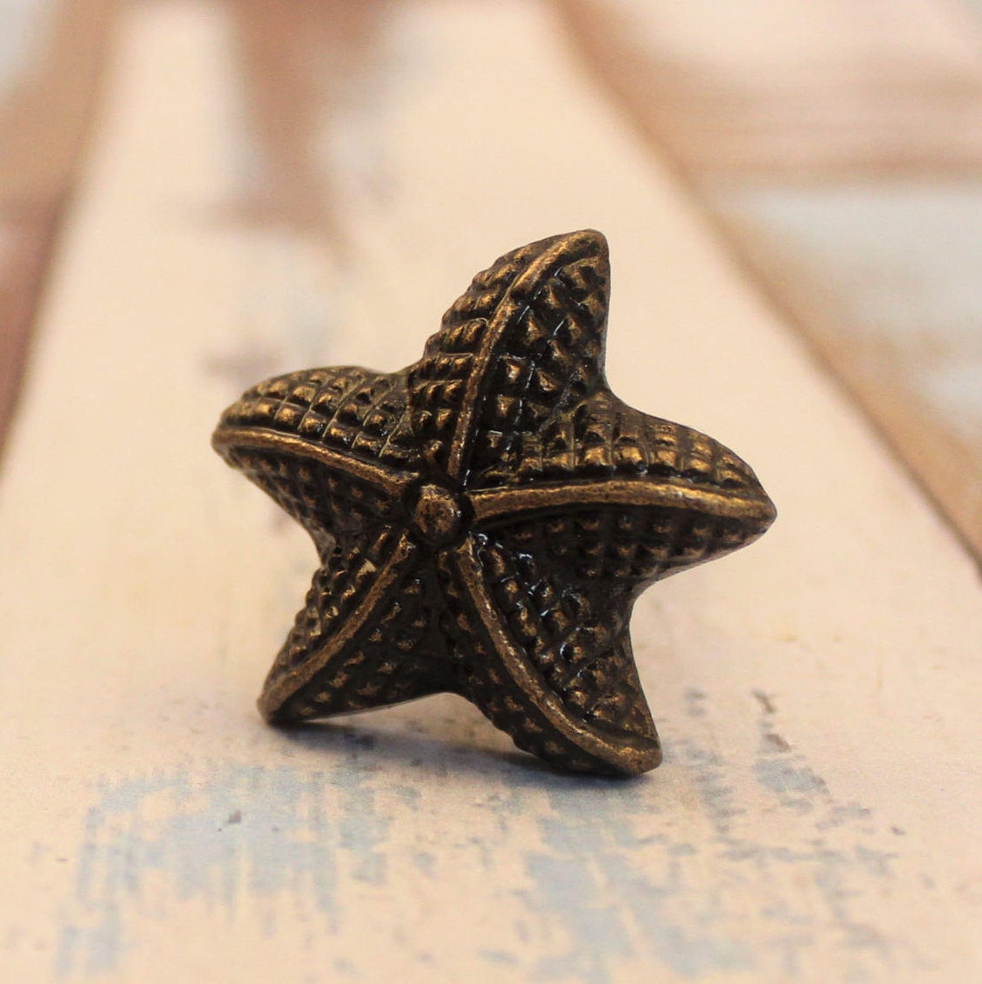 Starfish Knobs Nautical Knobs Antique Bronze Knobs Etsy