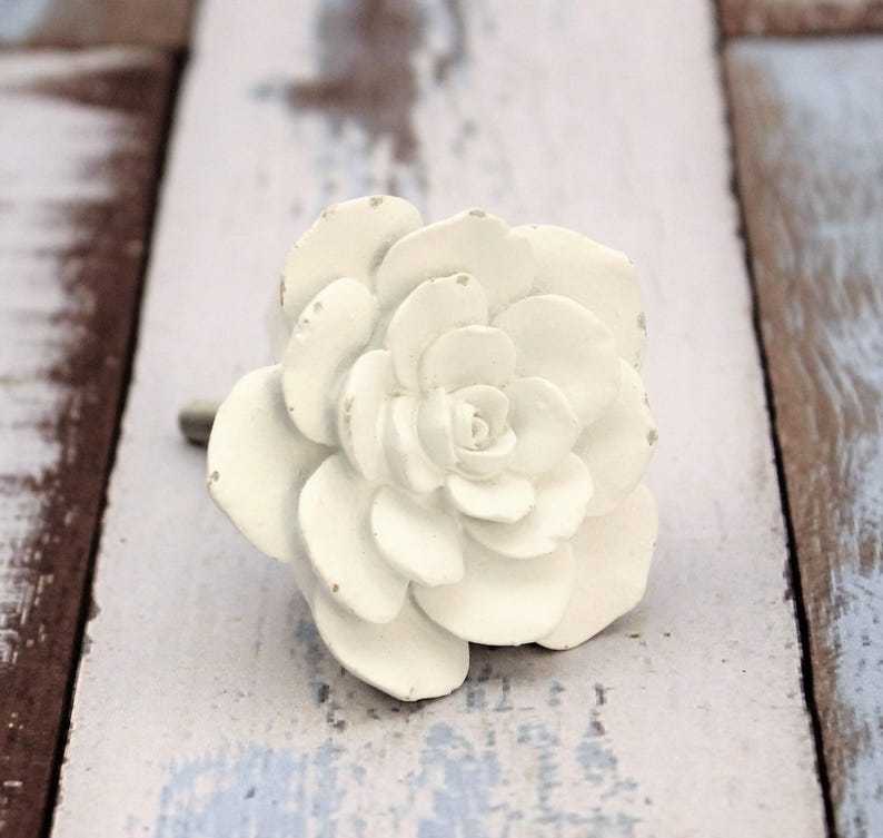 White Flower Shabby Chic Knobs Knobs Girls Dresser Etsy