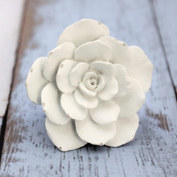 White Flower Shabby Chic Knobs Cabinet Knobs Girls Dresser Etsy