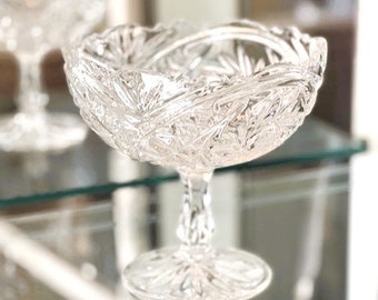 Star of David Pedestal Crystal Bowl - Round Crystal Bowl - Cut Crystal