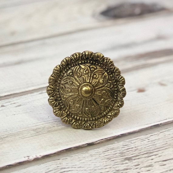 Gold Dresser Drawer Knobs Bathroom Cabinet Knobs Flower Etsy