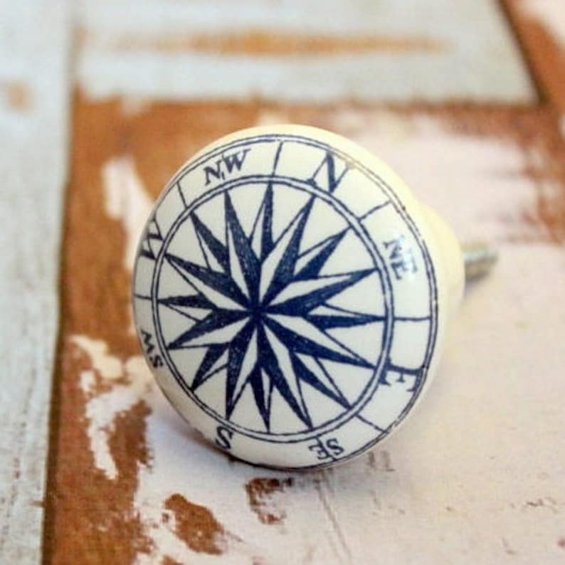 Compass Knob Nautical Knob Knobs Ceramic Knobs Etsy