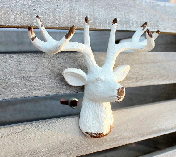 white deer knobs, drawer pulls, cabinet knobs, dresser knobs, cabin decor,  deer antler drawer pull, farmhouse style chic, fixer upper style