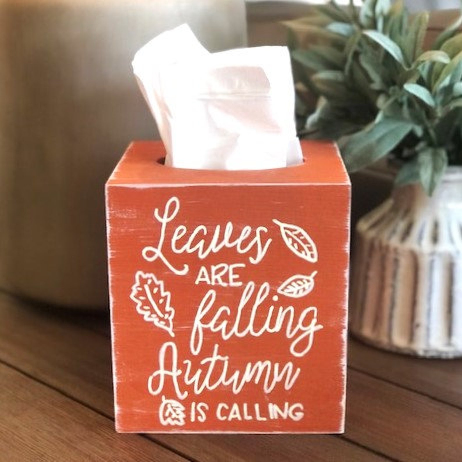 Fall Tissue Box Cover Autumn Leaves Pumpkins Please Fall Etsy