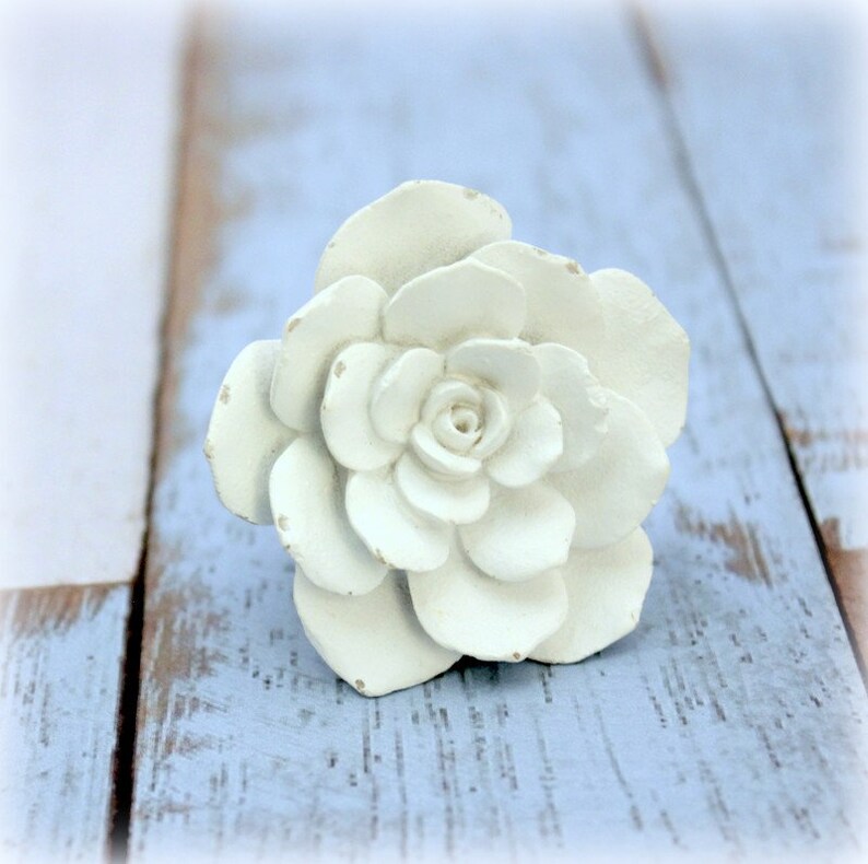 White Flower Shabby Chic Knobs Knobs Girls Dresser Etsy