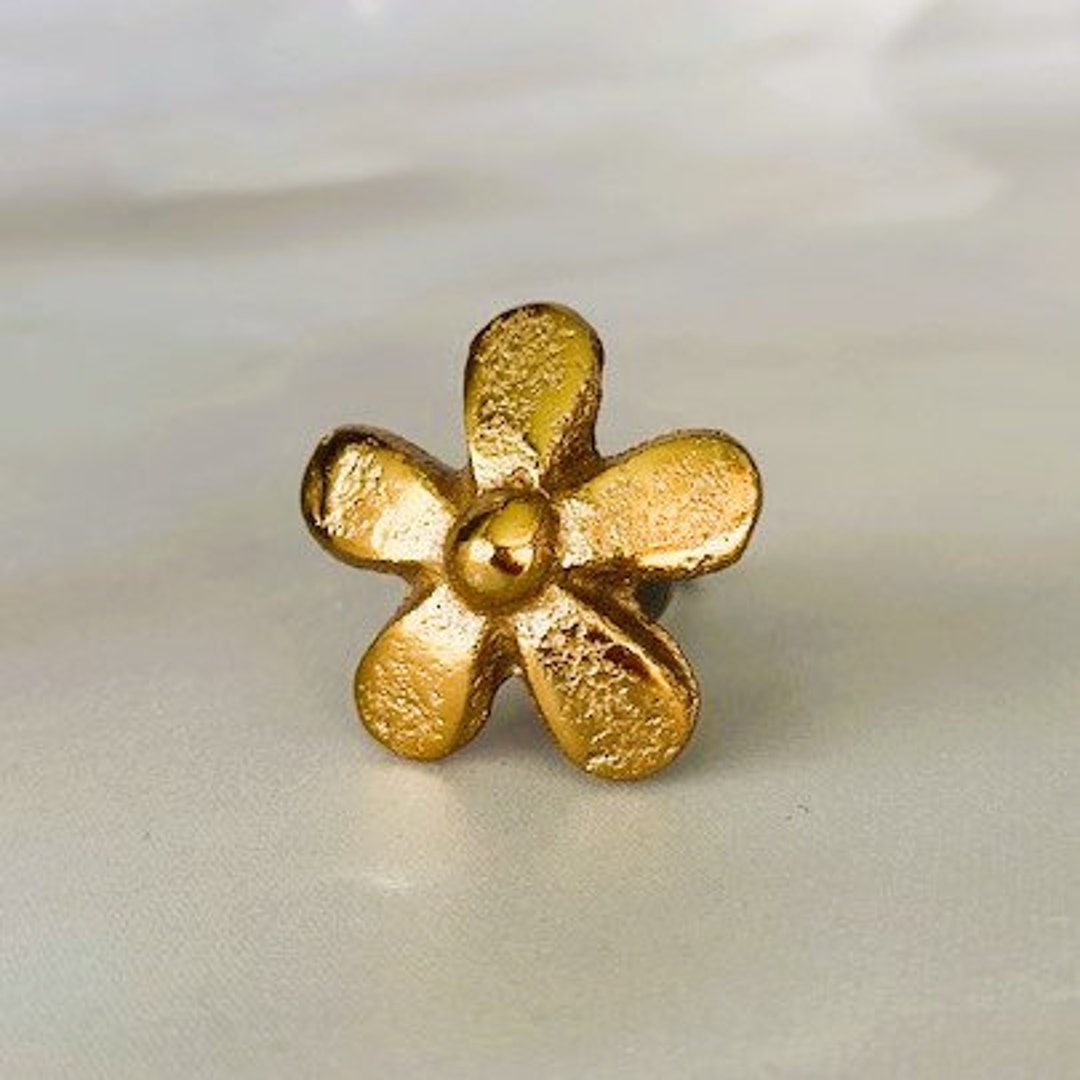Gold Flower Knobs Daisy Knobs Gold Dresser Knobs Etsy