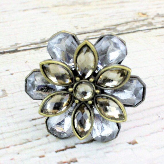Glass Knobs Flower Jewel Knob Modern Drawer Pulls Etsy