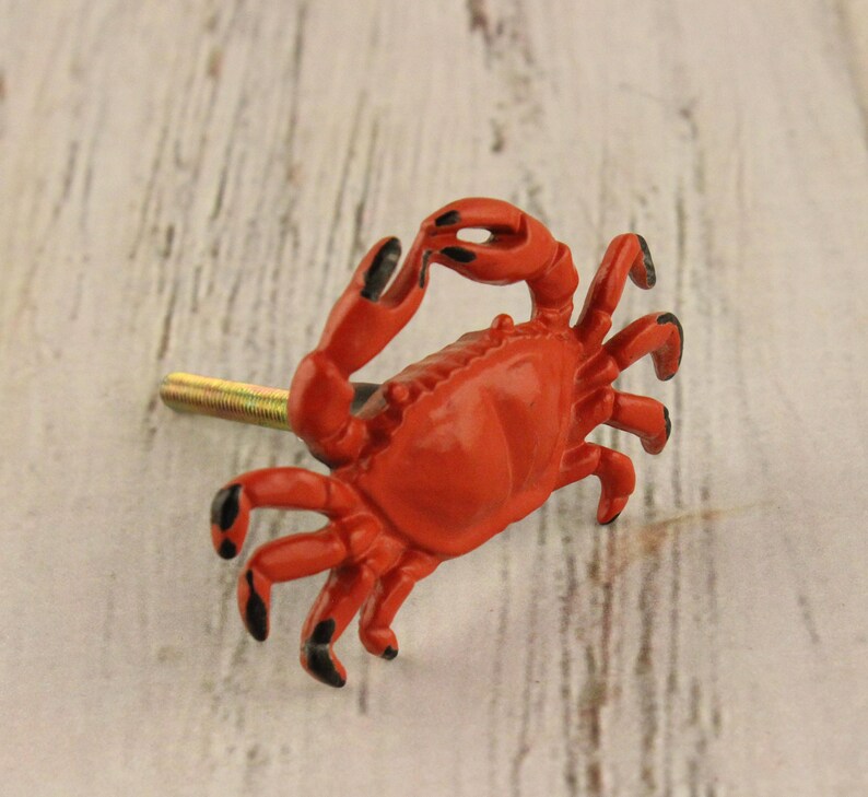 Red Crab Knobs Nautical Drawer Pull Knobs Drawer Etsy