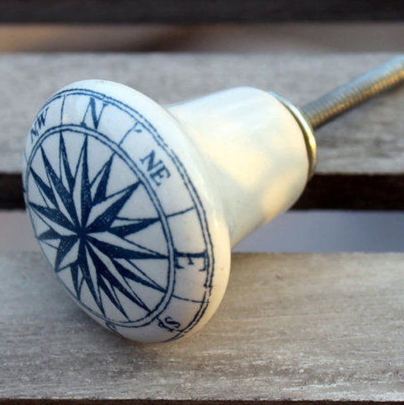 Compass Knob Nautical Knob Knobs Ceramic Knobs Etsy