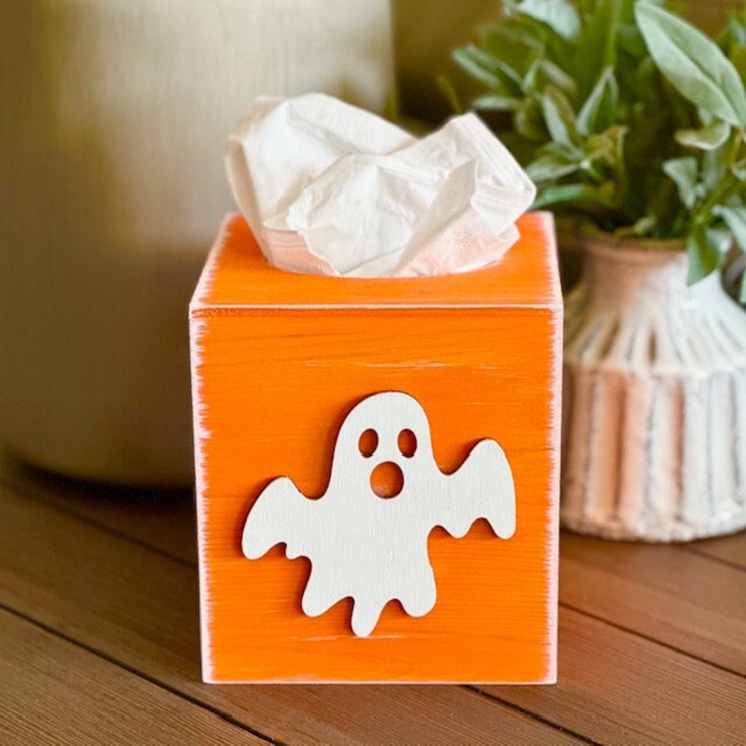 Halloween Tissue Box Cover Ghost Farmhouse Bathroom Decor Etsy