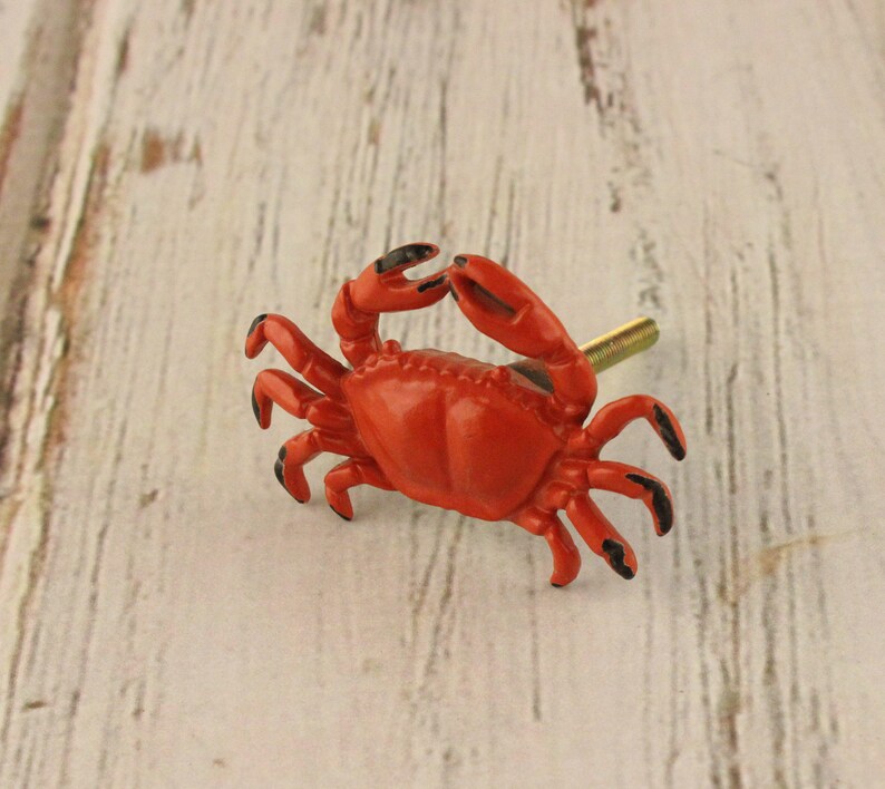 Red Crab Knobs Nautical Drawer Pull Knobs Drawer Etsy