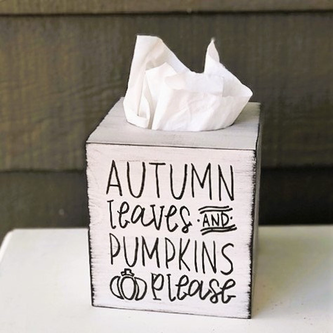 Fall Tissue Box Cover Autumn Leaves Pumpkins Please Fall Etsy