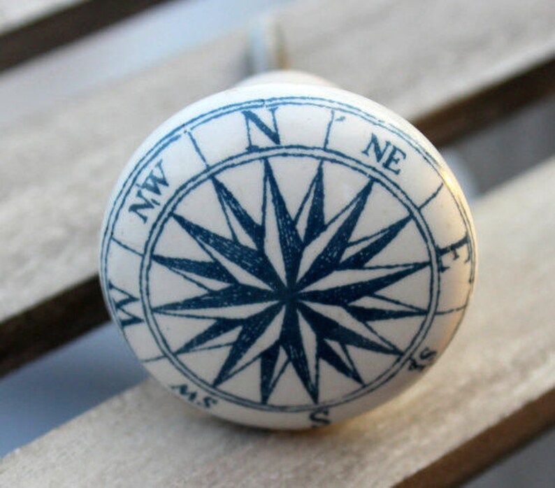 Compass Knob Nautical Knob Knobs Ceramic Knobs Etsy