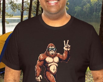 Bigfoot Shirt Sasquatch, Funny Shirt Gift Dad Birthday Present Idea Humorous Decoration Sasquatch Themed 100% Cotton