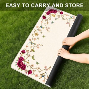 Mahjong Game Mat 20.9"x20.9" Protection Table Covering Gaming Quiet Tournament Accessory Travel Bag Portable Design Square Shape Nonslip image 4