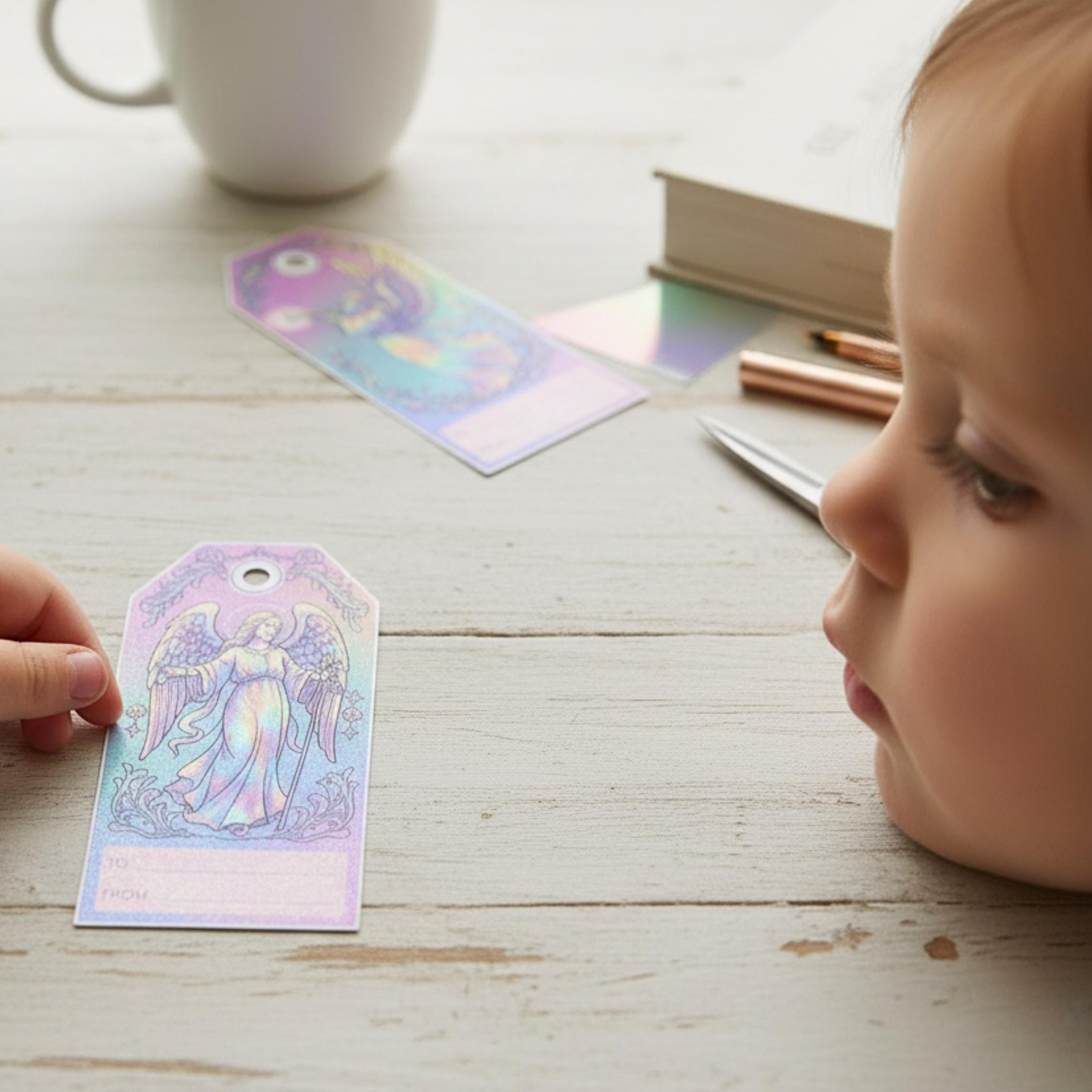 8 Printable Holographic Angel Gift Tags | Elegant To/from Present ...