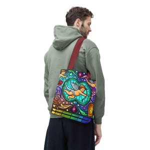 Bolso de mano con diseño de corazón de ángel, cupido y querubín de vitrales, diseño barroco colorido, regalo para el Día de la Madre, esposa y novia, 3 tamaños imagen 16
