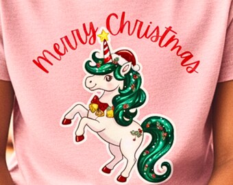 Christmas Unicorn Toddler T-shirt | Holiday Unicorn Tee, Festive Kids Shirt, Winter Magic Child Tee, Xmas Unicorn Baby Top, Holiday Gift for