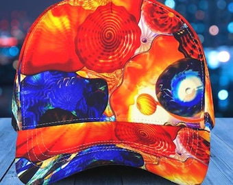 Abstract Glass Art Baseball Cap Colorful Vibrant Boho Statement Artistic Unique Gift for Her Wife Mom Bold Art Inspired Fashion Accessory
