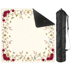 Square Design Mahjong Mat Nonslip Gaming Surface Table Protection Covering Soft Polyester Construction Noise Reduction Feature Tournament Quality Accessory Portable Rollable Solution Travel Bag Included Durable Material Build Professional