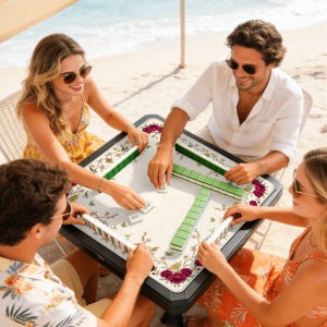 Mahjong Game Mat 20.9"x20.9" Protection Table Covering Gaming Quiet Tournament Accessory Travel Bag Portable Design Square Shape Nonslip image 5