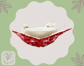 Christmas Quilted Microwave Bowl Holder, Reversible, Pot Holder, Bowl Cozy, Gift For the Holidays