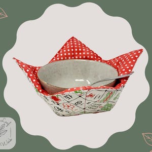 Mahjong Quilted Microwave Bowl Holder, Reversible, Pot Holder, Bowl Cozy, Gift For Mahjong Player