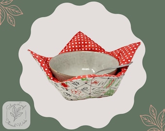 Mahjong Quilted Microwave Bowl Holder, Reversible, Pot Holder, Bowl Cozy, Gift For Mahjong Player