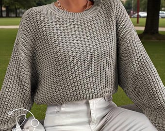 Round Neck Sweater: Stylish Textured Pullover - Casual Women's Sweater