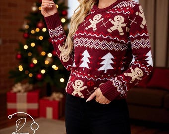 Elegant Christmas Themed Sweater: Holiday Pullover - Cost Women’s Jumper