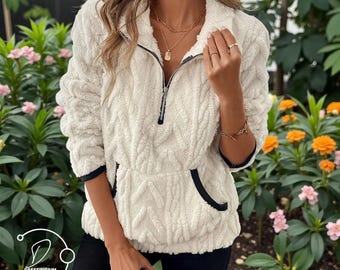 Fleece Half-Zip Pullover – Women's Casual Winter Sweatshirt