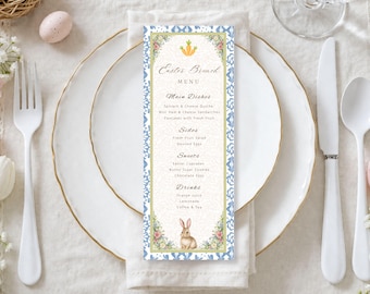 Easter Brunch Menu Template, Editable Spring Party Table Decor (Digital Download)