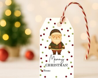 Printable Santa Gift Tags, Merry Christmas, Holiday Favor (Digital Download)