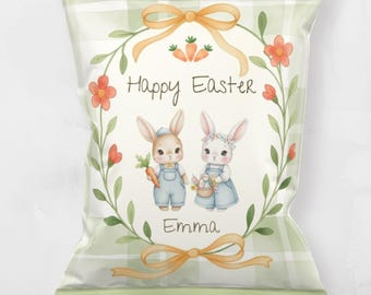 Easter Chip Bag Template, Bunny Treat Bag Printable, Editable Party Favor, Instant Download