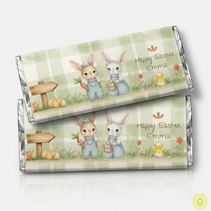 Envoltorio de chocolate de Pascua – Cubierta para barra de chocolate con conejito (Descarga digital)