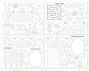 Easter Coloring Placemat, Kids Activity Sheet (Printable PDF)