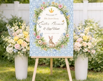 Easter Brunch Welcome Sign | Editable Canva Template | Printable Easter Party Sign | Easter Welcome Sign Decor