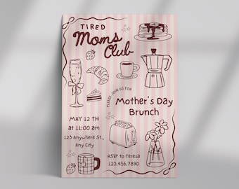 Plantilla de invitación para el brunch del Día de la Madre del Club de Mamás Cansadas (Descarga digital)
