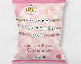 Valentine's Chip Bag Template: Editable Party Favor (PDF)