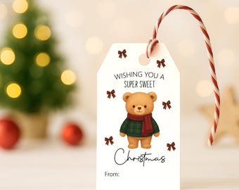 Bear Christmas Gift Tags | Printable Holiday Labels (Digital Download)